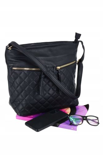 Torebka damska listonoszka klasyczna miękka z długim paskiem pikowana na Arena.pl