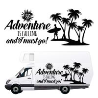 NAKLEJKA NA SAMOCHÓD TERENOWY dekoracyjna palmy surfing napis KAMPER 170 cm