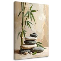 Obraz do salonu sypialni, Kamienie zen spa liście bambusa w