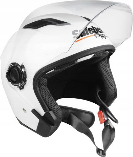 KASK MOTOCYKLOWY OTWARTY SKUTER QUAD ATV GOKART ROLKI BIAŁY BLENDA SZYBA M na Arena.pl