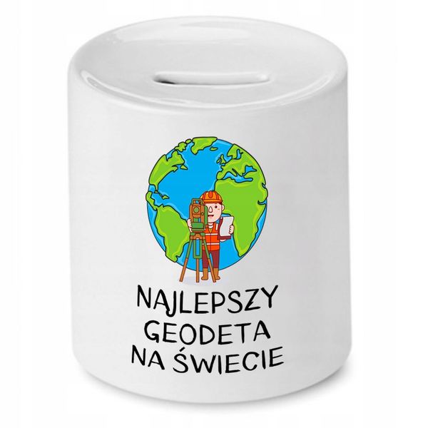 Skarbonka Dla Geodety Najlepszy Na Świecie Z Nadrukiem Ze Zdjęciem zdjęcie 1