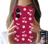 ETUI DO OPPO RENO8 LITE 5G - WISIENKI, WIŚNIE NA BORDOWYM TLE + FOLIA