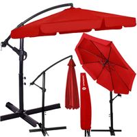 Parasol ogrodowy na wysięgniku 350 cm składany z pokrowcem, na balkon, taras czerwony