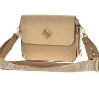 Laura Biaggi - torebka listonoszka kuferek ciemny beż mat + zamsz JS170