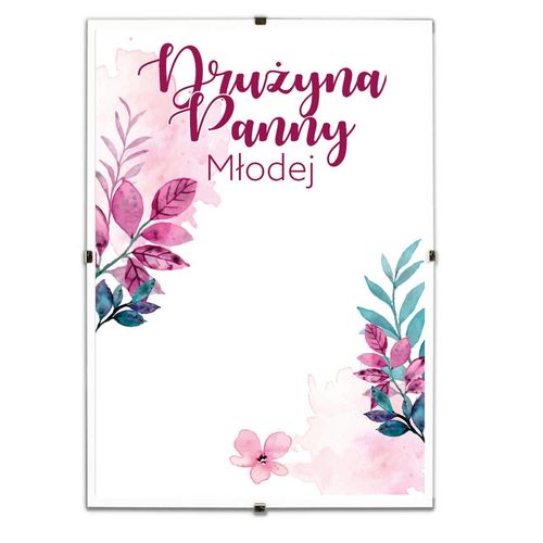 pamiątkowy biały plakat "buziaki na pożegnanie panny młodej" w antyramie. na Arena.pl