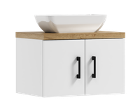Szafka łazienkowa wisząca MARKUS 80 biały/dąb  z umywalką Lara (W3)