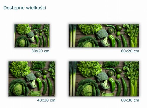 SZKLANA DESKA KUCHENNA 60x20 411c Zielone warzywa na Arena.pl