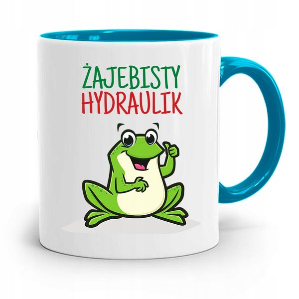 Kubek Błękitny Prezent Dla Hydraulika Żajebisty Z Nadrukiem Ze Zdjęciem zdjęcie 1
