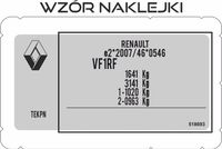 NAKLEJKA TABLICZKA ZNAMIONOWA RENAULT