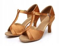 BUTY DO TAŃCA TANECZNE LATINO SALSA 7cm - BRĄZOWE