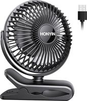 HONYIN wiatrak biurkowy USB z klipsem czarny