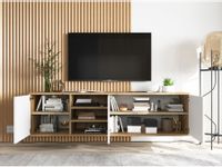 Szafka RTV NILA 2 150 dąb wotan/biała mat