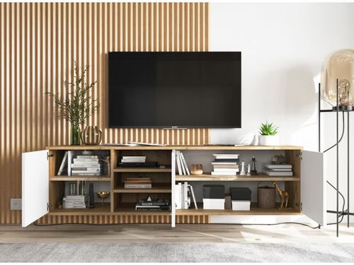 Szafka RTV NILA 2 150 dąb wotan/biała mat na Arena.pl