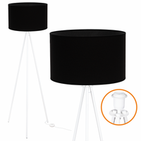 Lampa Podłogowa Trigni Biała - Skandynawski Design abażur Czarny VLORA