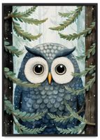 Plakat dla dziecka sowa las 61x91 cm w czarnej ramie