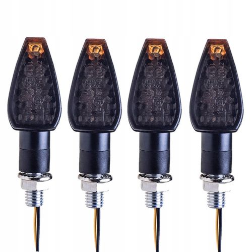 4x KIERUNKOWSKAZY MOTOCYKLOWE QUADA HOMOLOGACJA 12 V CZARNE DYMIONE 14 LED na Arena.pl