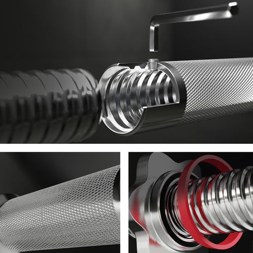 Hantle żeliwne 2x15kg zestaw z przedłużanym gryfem ryflowanym + zaciski na Arena.pl