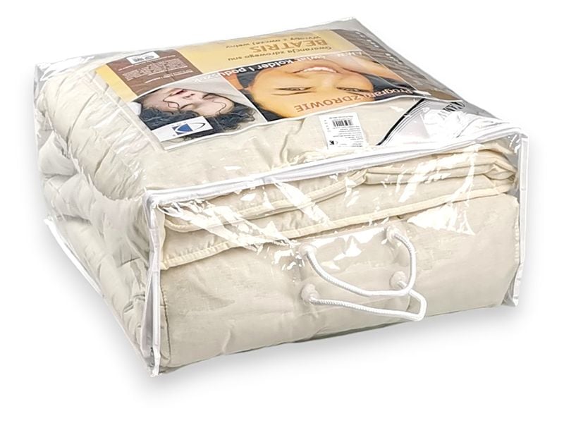 Kołdra Wełniana 160X200 Ecru Oddychająca Całoroczna Wypełnienie Owcza Wełna zdjęcie 2