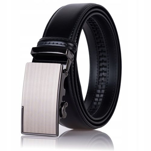 Pasek Skórzany Męski CZARNY klamra automat spodni na Arena.pl