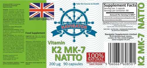 Suplement diety Navigator Supplements witamina k2 200 mcg kapsułki 90 szt. na Arena.pl