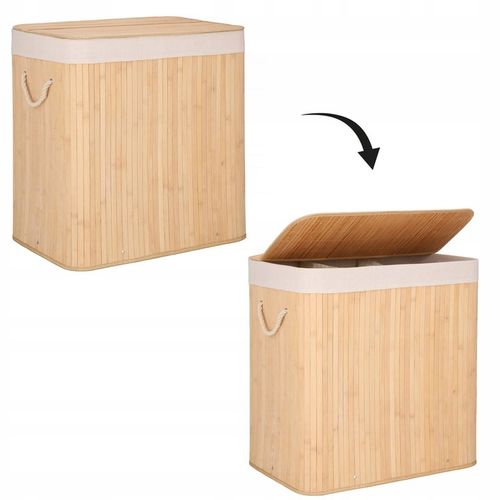 KOSZ BAMBUSOWY NA PRANIE BIELIZNĘ Z POKRYWĄ POJEMNIK DUŻY 150L BAMBUS na Arena.pl