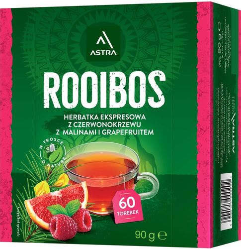Herbata ziołowa w torebkach Astra Rooibos malina i grapefruit 60szt x4 na Arena.pl