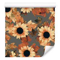 Tapeta do salonu słoneczniki kwiaty liście vintage