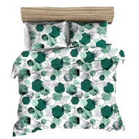 Pościel z kory 180x200 szmaragdowa biała geometria