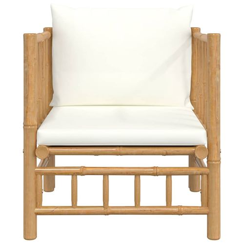 Sofa ogrodowa, kremowe poduszki, bambus na Arena.pl