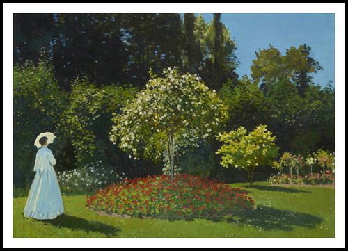 Plakat 100x70cm Lady in the Garden, Monet Vintage do Salonu na Arena.pl