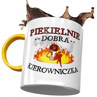 Kubek Żółty Dla Kierowniczki Piekielnie Dobra Z Nadrukiem Ze Zdjęciem