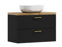 Szafka łazienkowa wisząca LUNA 80 czarna z umywalką Lara (W7)