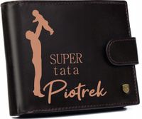 Portfel męski skórzany GRAWEROWANY prezent super tata twój tekst + imię