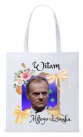 Donald Tusk Platforma Torba Eco Biała Shopper Z Nadrukiem Ze Zdjęciem