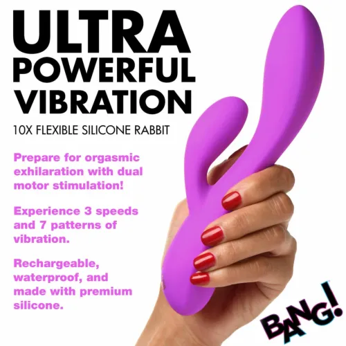 bang! flexible rabbit vibrator dual system fioletowy 19,5cm na Arena.pl