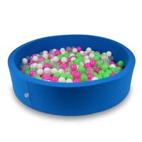 Suchy basen 130x30cm niebieski z piłeczkami 600szt (seledynowe, różowe, białe, przezroczyste)