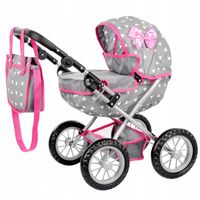 KINDERPLAY WÓZEK DLA LALEK GŁĘBOKI GONDOLA SKŁADANY TORBA REGULOWANA RĄCZKA