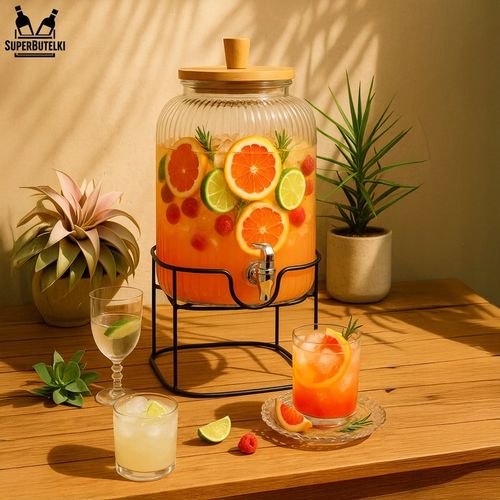 Słoik z kranikiem 5L słój szklany z kranem na stojaku dzbanek na Arena.pl