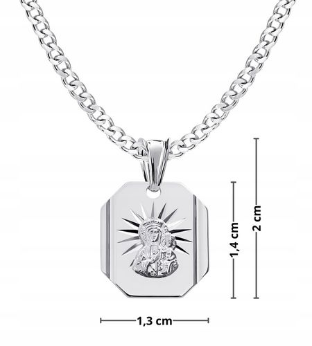 Medalik Komunijny Łańcuszek Srebrny Matka Boska do Komunii Chrztu Srebro na Arena.pl