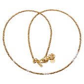 Naszyjnik urodzeniowy czerwiec- białe perły, hematyt i srebro złocone