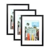 Zestaw 3 Ramki Drewniane A3 Passe Partout na A4 Czarna Pleksi MDF