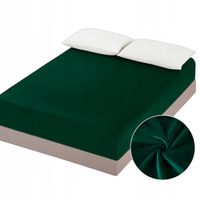 Prześcieradło welurowe 160x200 na gumkę - Butelkowa Zieleń - Aksamitne, MIŚ