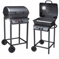 GRILL GAZOWY OGRODOWY 5,5KW DWUPALNIKOWY Z POKRYWĄ CZARNY LUND