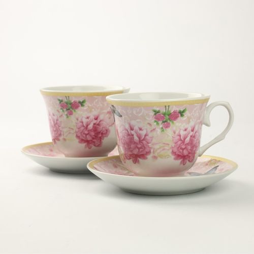 KPL FILIŻANEK PORCELANOWYCH ZE SPODKAMI 2 SZT NA KAWĘ HERBATĘ 250 ML na Arena.pl