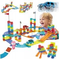 Klocki Magnetyczne Konstrukcyjne Tor Wyścigowy Duży Zestaw Dla Dzieci 154el