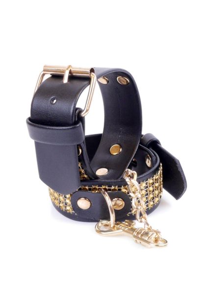 Fetish B - Series Handcuffs with cristals 3 cm Gold zdjęcie 3