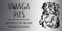 Tabliczka laminat 20x10 cm UWAGA PIES Owczarek australijski Z GRAWEREM