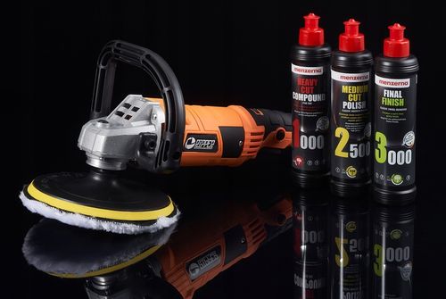 POLERKA SAMOCHODOWA SZLIFIERKA RIPPER COMPACT+ 4x GĄBKA + PASTA MENZERNA na Arena.pl