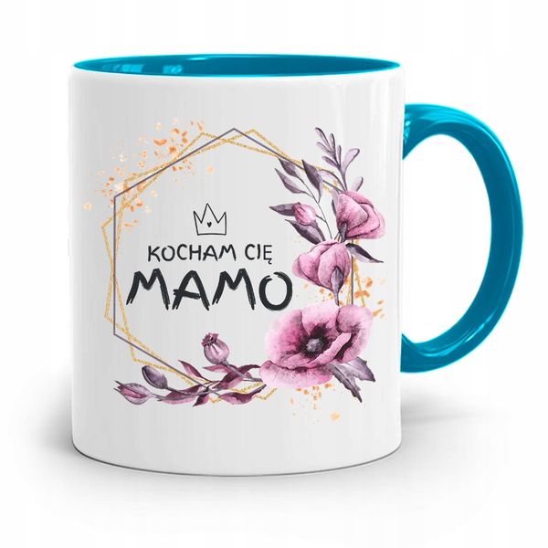 Kubek Błękitny Dla Mamy Kocham Cię Mamo Prezent Z Nadrukiem Ze Zdjęciem zdjęcie 1