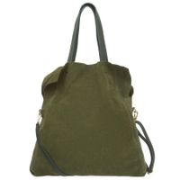 VERA PELLE torebka damska zamszowa shopper z paskiem na ramię V676 oliwkowa